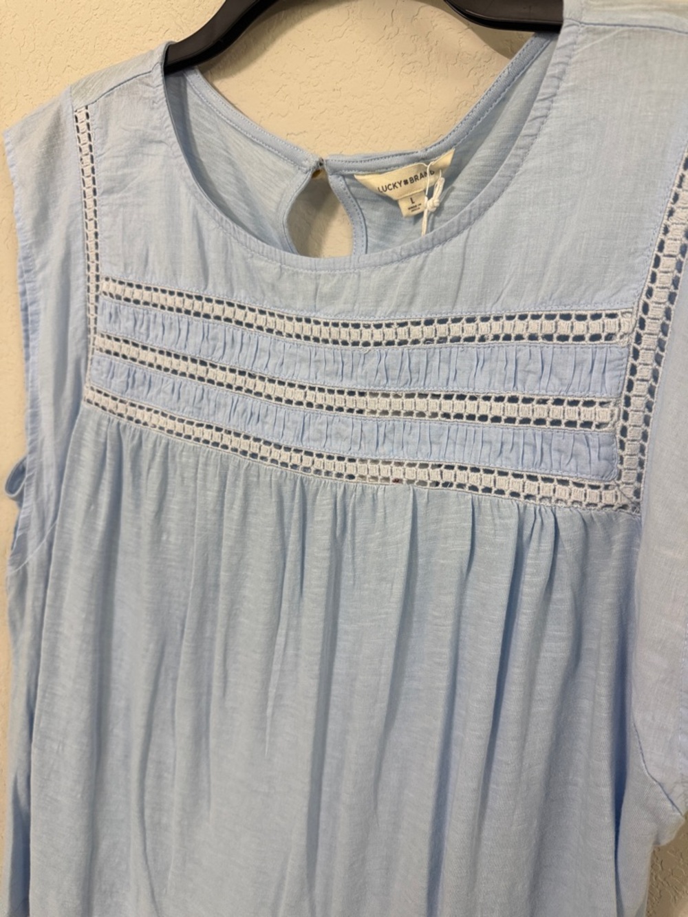 Lucky Brand Sky Blue Lace Tee